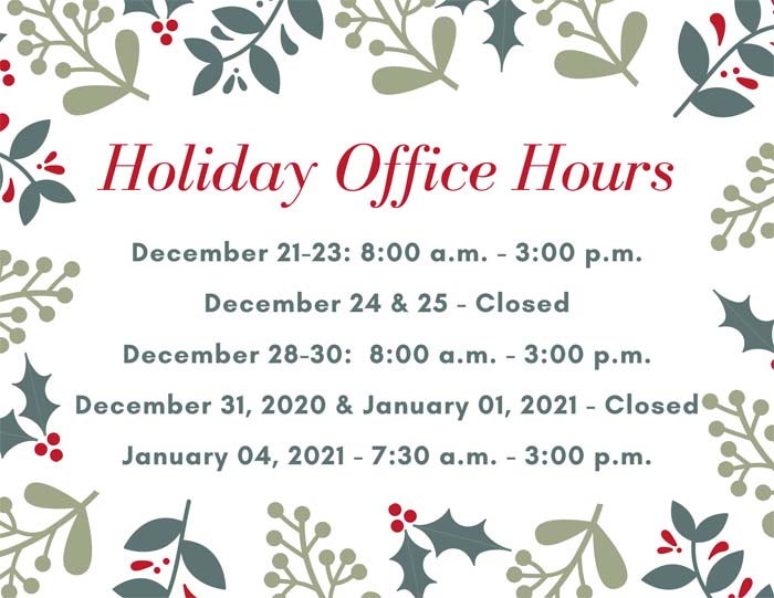 Holiday Office Hours