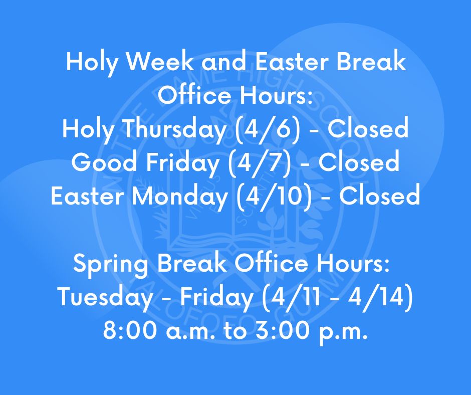 Holy Week/Spring Schedule